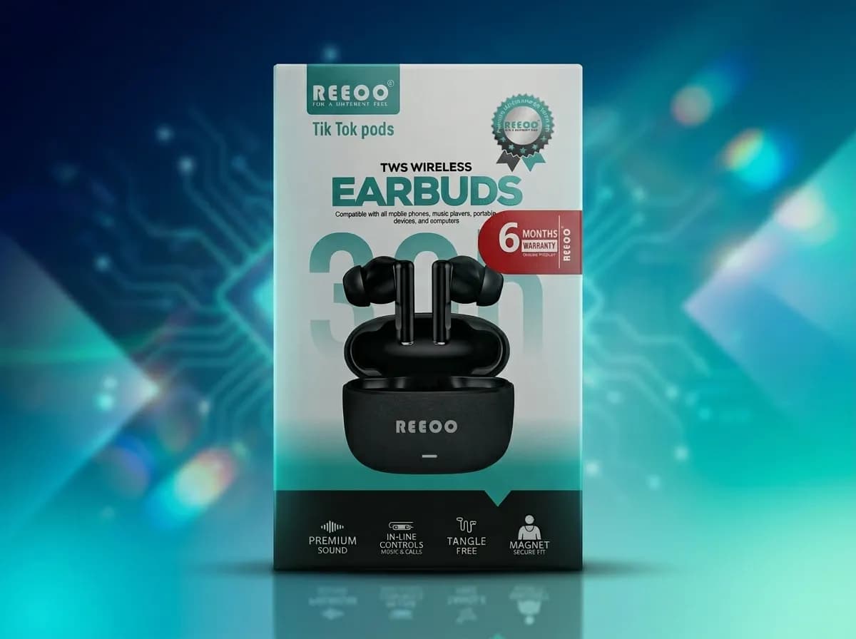REEOO Tik Tok Pods TWS Wireless Earbuds – Premium Sound Bluetooth Earphones with Secure Fit 2