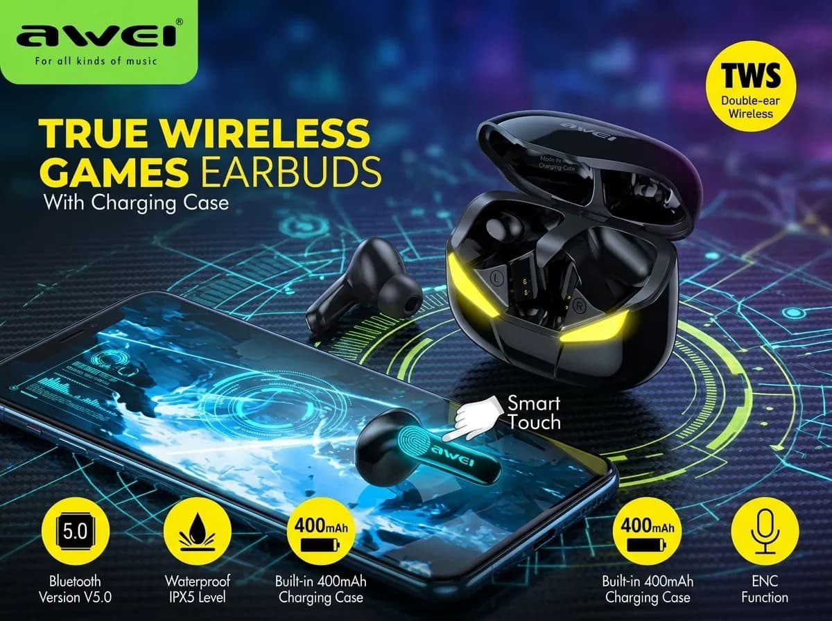Awei T35 True Wireless Gaming Earbuds 3