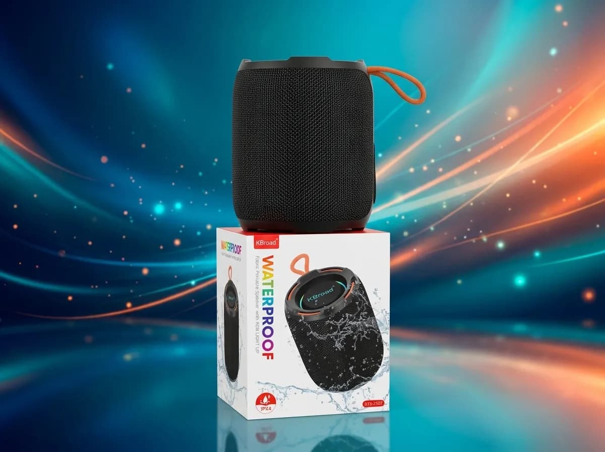 KBroad 2507 Waterproof Fabric Portable Bluetooth Speaker with Dynamic RGB Light