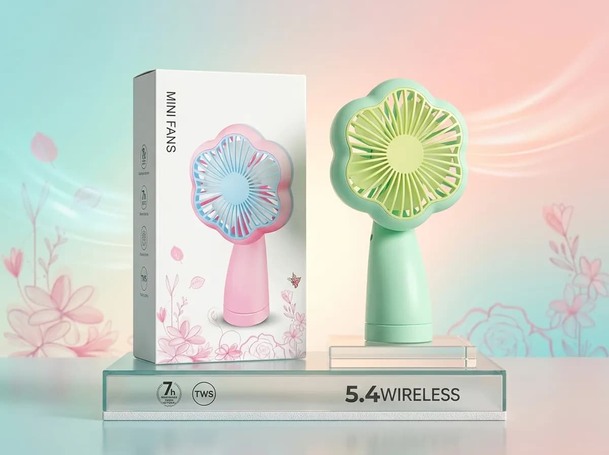 Flower Shape Mini USB Fan Rechargeable – Portable Handheld Desktop Cooling Fan 2