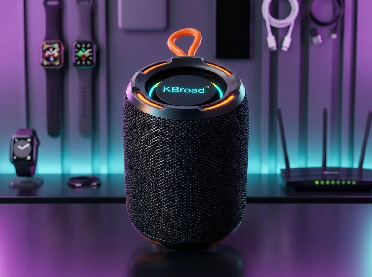KBroad 2507 Waterproof Fabric Portable Bluetooth Speaker with Dynamic RGB Light 2