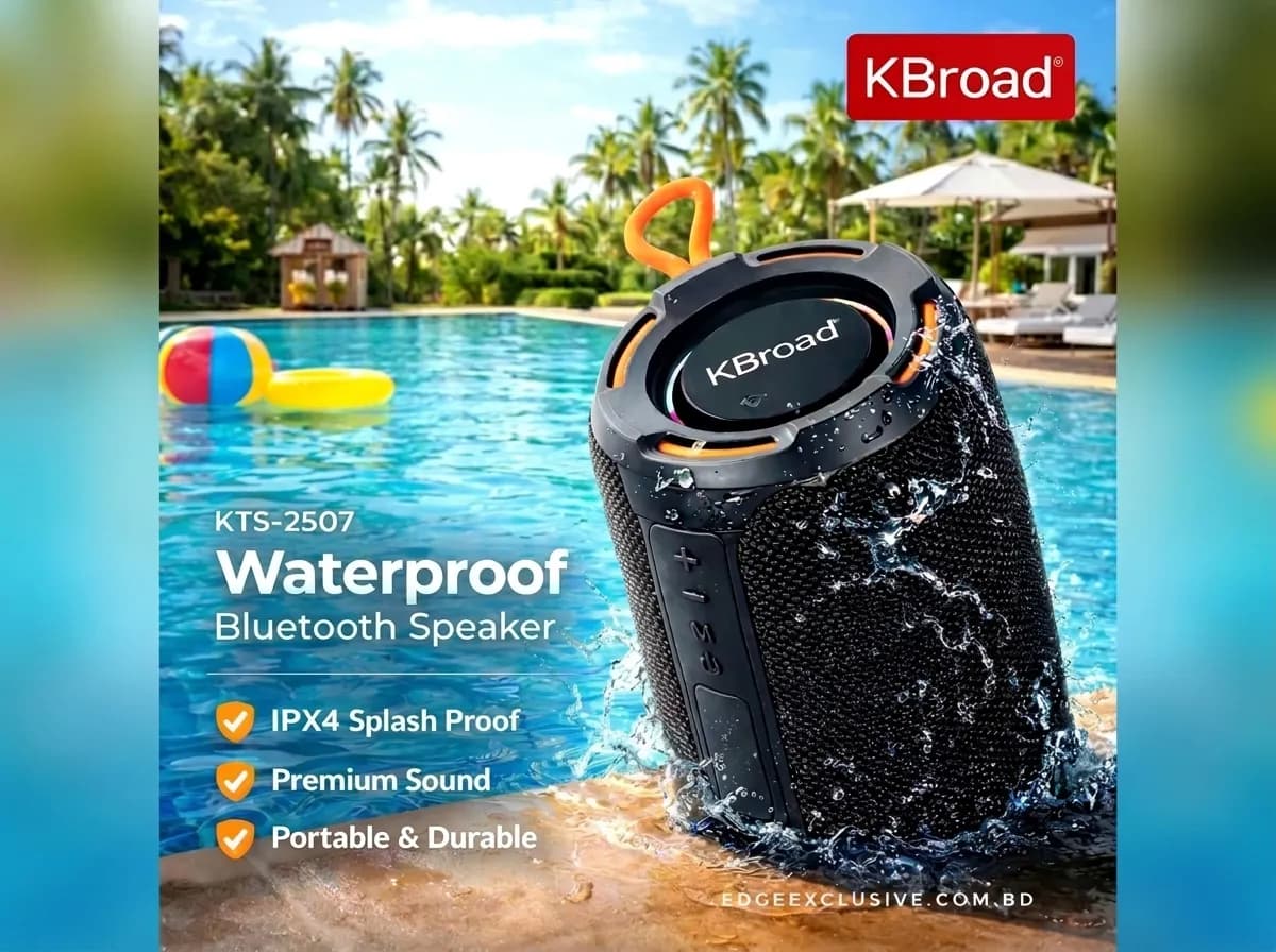 KBroad 2507 Waterproof Fabric Portable Bluetooth Speaker with Dynamic RGB Light