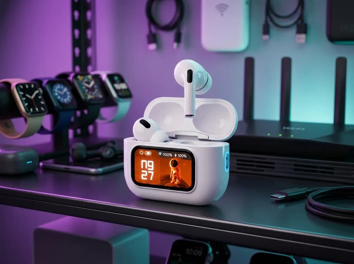 E9 Pro TWS Earbuds with Smart LED Display Charging Case, Bluetooth 5.3, On-Case Calling & App Support 2